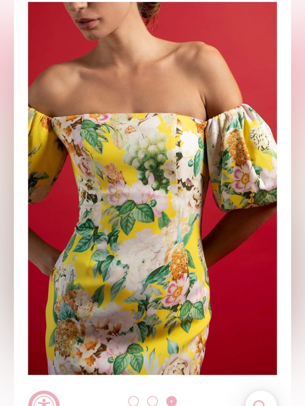 Cara Cara Floral Puff Sleeve Midi Dress Yellow Size 6 Cotton wedding guest - Picture 4 of 14